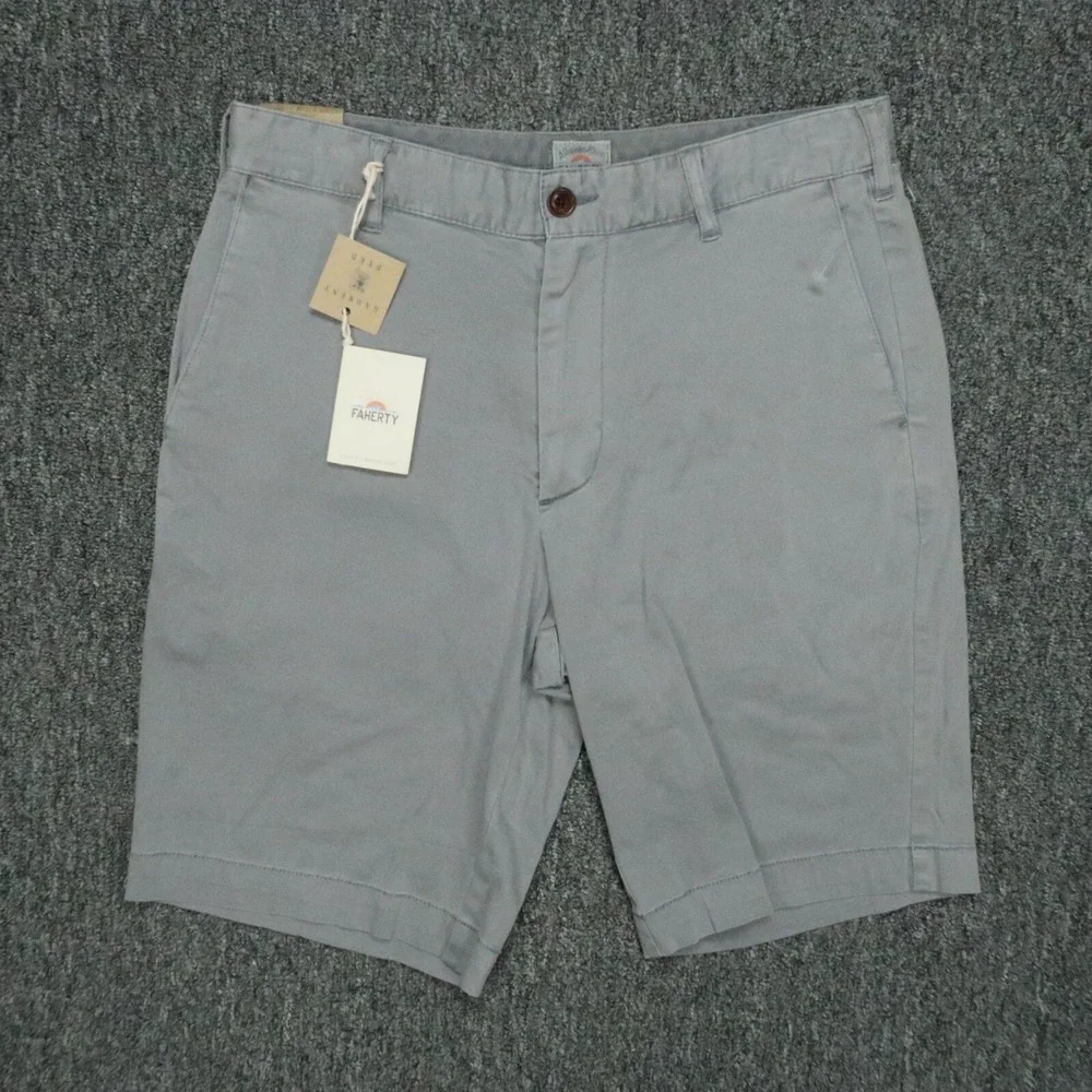 Faherty Shorts Mens 29 Steel Gray Stretch Chino Zip Pocket Lightweight Preppy